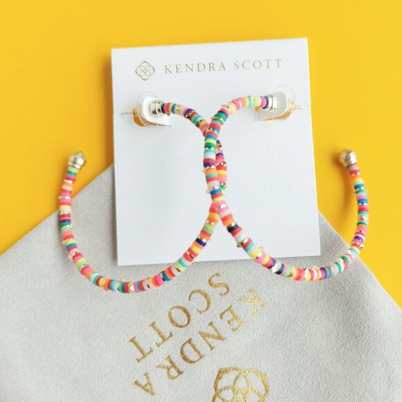 Kendra Scott Reece Gold Neon Mix Hoop Earrings - Picture 2 of 3